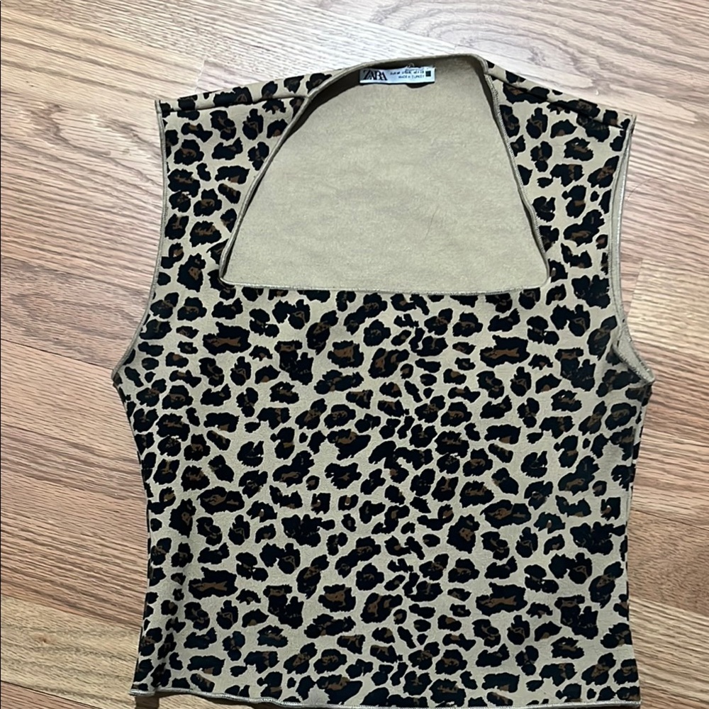 Zara Black and Tan Fitted Sailor Collar Tank Top